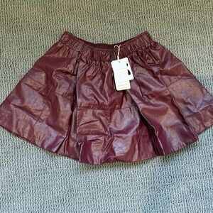 NWT Burgundy Faux Leather Skirt